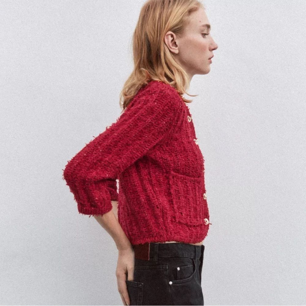 ZARA 3/4 LENGTH SLEEVE KNIT CARDIGAN - Picture 6 of 6